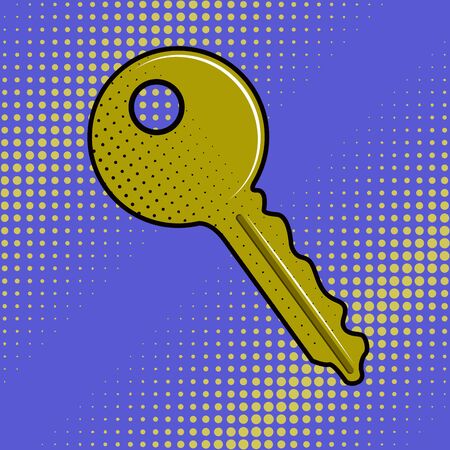 Isolated golden key. Pop art styleのイラスト素材