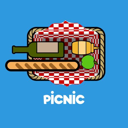 Top view of a picnic basketのイラスト素材