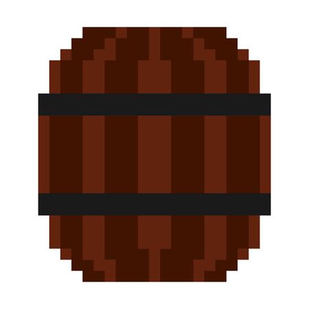 Isolated wooden barrel pixelated iconのイラスト素材