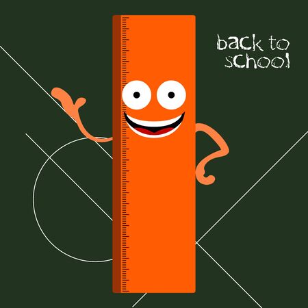 Happy ruler. Back to school - Vector illustrationのイラスト素材