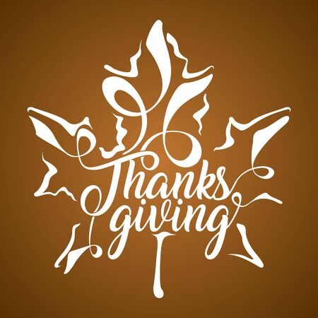 Happy thanksgiving card with a maple leaf - Vectorのイラスト素材