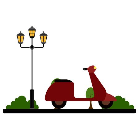 Motorcycle on a park landscapeのイラスト素材
