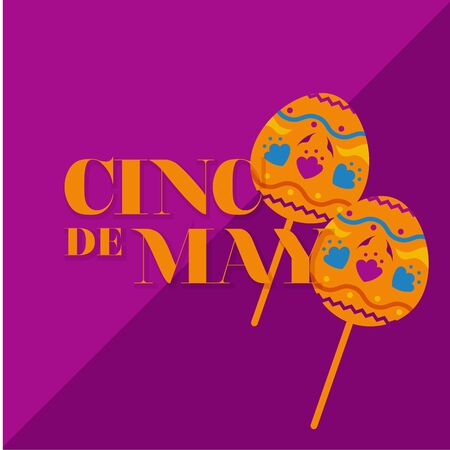 Cinco de mayo poster with a maracas - Vector illustrationのイラスト素材