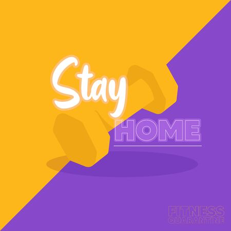 Stay in home poster. Gym dumbbell - Vectorのイラスト素材