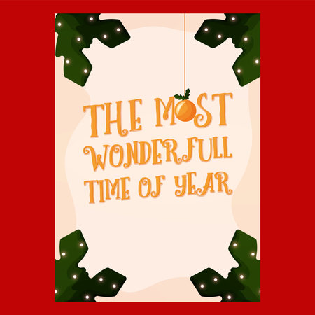 Wonderful of year Magic Christmas poster illustrationのイラスト素材