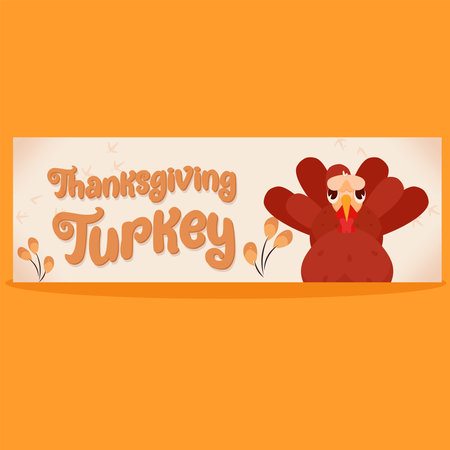 Turkey Thanksgiving banner illustrationのイラスト素材