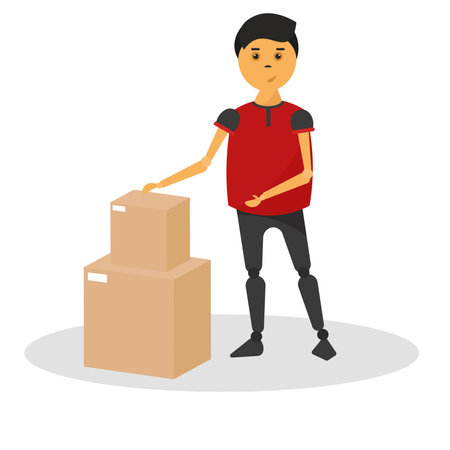 Man and boxes deliveryのイラスト素材