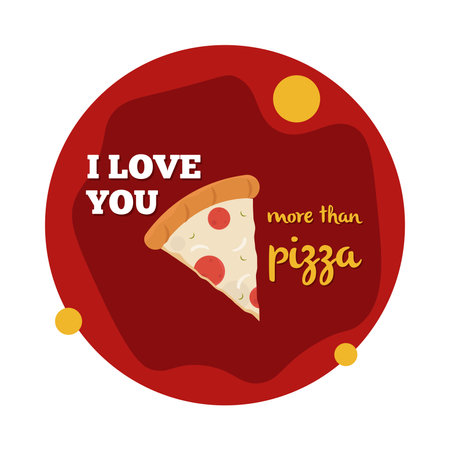 Isolated I love you pizza red icon- Vectorのイラスト素材