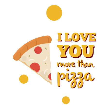 Isolated pizza love you heart love romantic icon - Vectorのイラスト素材