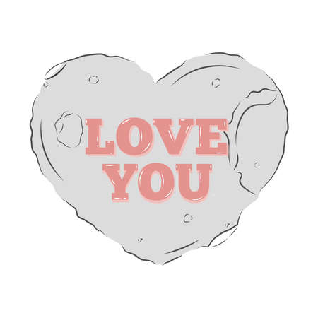 Isolated love you moon sweet heart love romantic icon - Vectorのイラスト素材