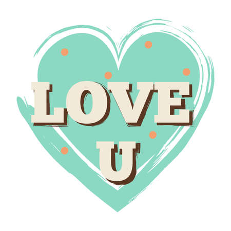 Isolated love u green sweet heart love you romantic icon - Vectorのイラスト素材