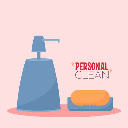 Isolated personal soap cleaning articles hygiene equipment - Vectorのイラスト素材