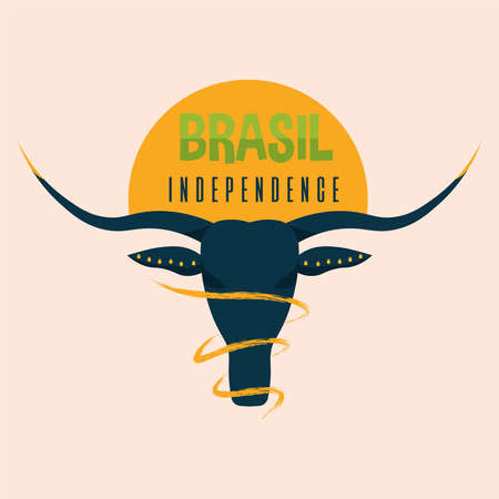 Brasil independence logo ox white background tribal icon- Vectorのイラスト素材