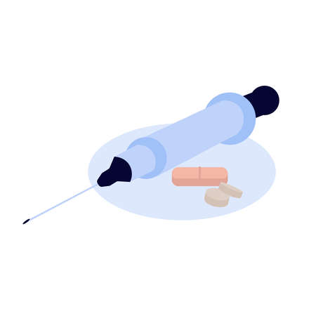 Isolated syringe white vaccines virus blue logo icon - Vectorのイラスト素材
