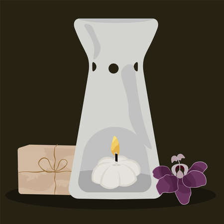 Candles beauty articles spa in dark background relax icon- Vectorのイラスト素材