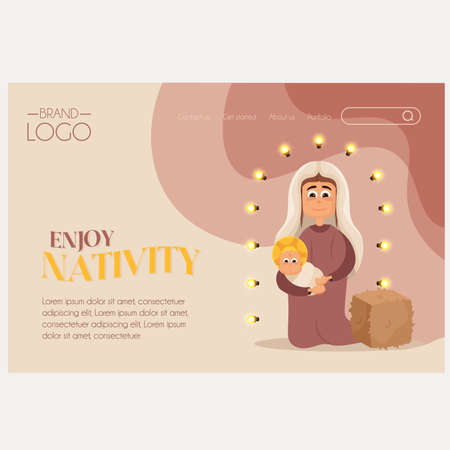 Isolated greeting card nativity beige birth jesus icon- Vectorのイラスト素材