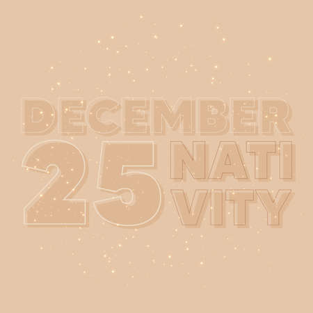 Image 25 dec greeting card nativity beige birth jesus icon- Vectorのイラスト素材