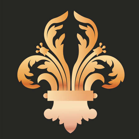 fleur de lis insignia black gold elegant emblem icon - Vectorのイラスト素材