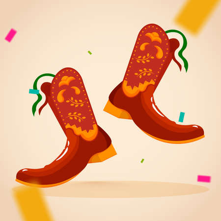 Beige figure boots cinco de mayo mexican national day illustration vectorのイラスト素材