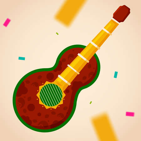 Beige figure borwn guitar cinco de mayo mexican national day illustration vectorのイラスト素材