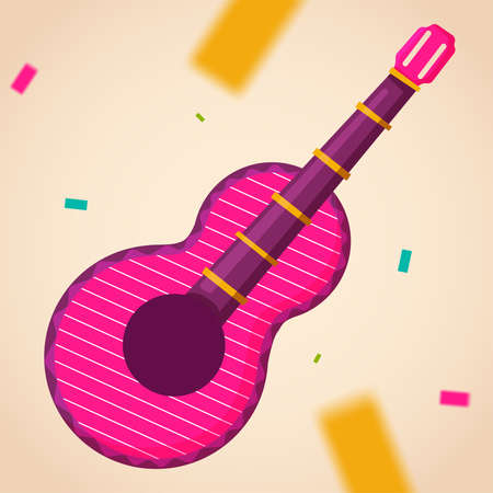 Beige figure pink guitar cinco de mayo mexican national day illustration vectorのイラスト素材