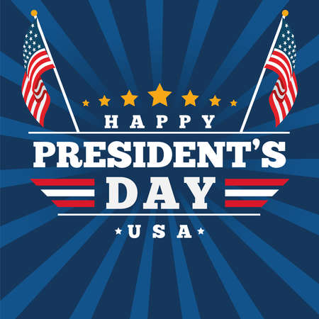 Colored president day template with a pair of USA flags Vectorのイラスト素材