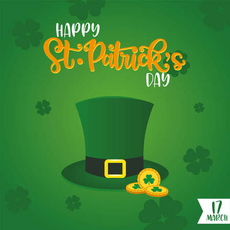 Colored saint patrick day template with elfish hat and coins Vectorのイラスト素材