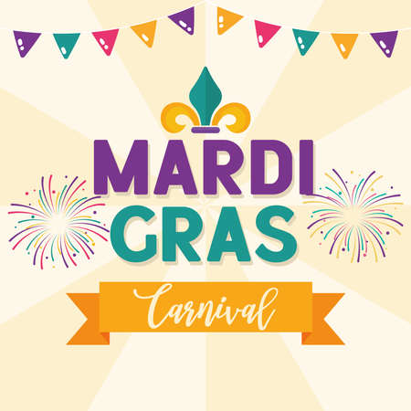 Mardi gras invitational poster with ornaments Lys flower Vectorのイラスト素材