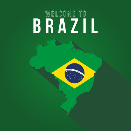 Brazil country poster Flag of Brazil on a map Vectorのイラスト素材