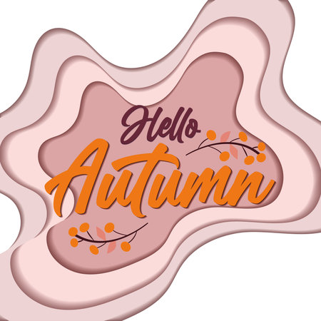 Colored Autumn lettering with paper art style Vectorのイラスト素材