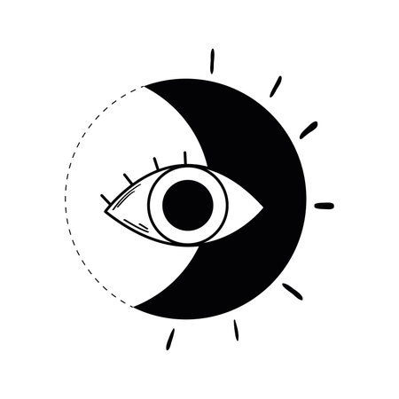 Isolated moon and sun symbol with eye Esoterism sketch icon Vectorのイラスト素材