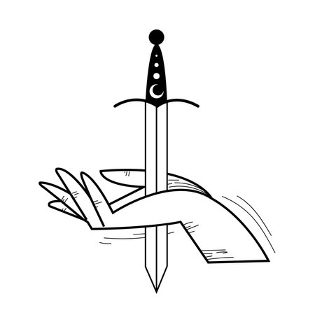 Isolated hand with a sword Esoterism sketch icon Vectorのイラスト素材