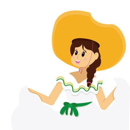 Isolated cute traditional mexican woman character Vectorのイラスト素材