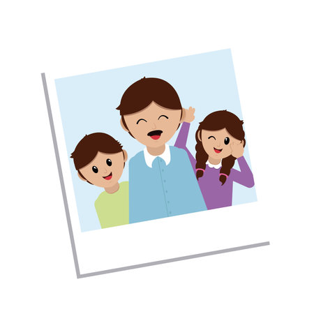 Instant photography Man with childrens Vector