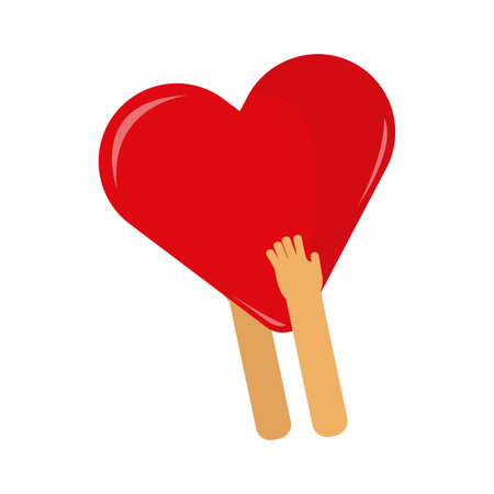 Isolated hands with a red heart Vectorのイラスト素材