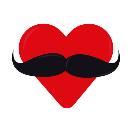 Isolated red heart with a mustache Vectorのイラスト素材