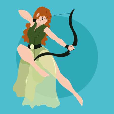 Isolated cute female archer medieval character Vectorのイラスト素材