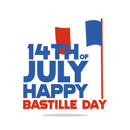 Colored happy bastille day poster with flag of France Vectorのイラスト素材