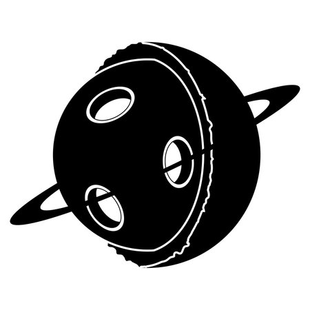Isolated silhouette of a sci fi fantasy planet icon Vectorのイラスト素材