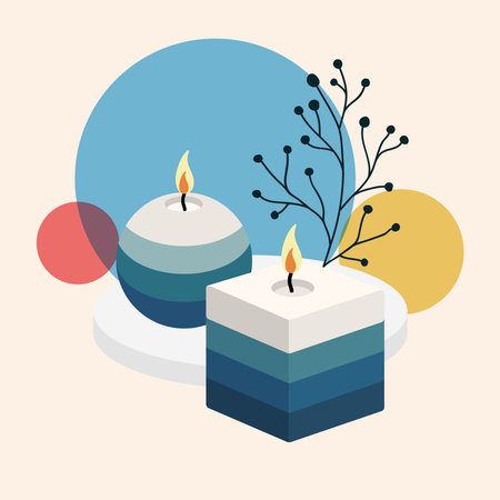 Group of candles for amoratherapy and leaves Vectorのイラスト素材