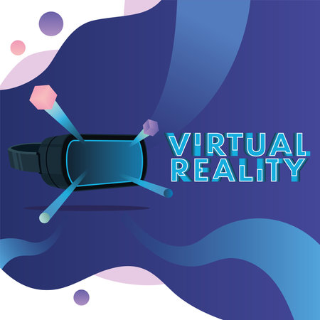 Colored virtual reality poster with glasses Vectorのイラスト素材