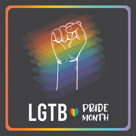 Happy pride day poster Protest hand gesture on rainbow color Vectorのイラスト素材