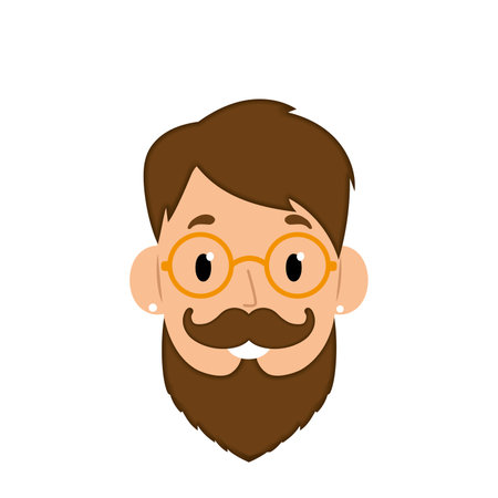Isolated cute hipster cartoon character avatar Vectorのイラスト素材