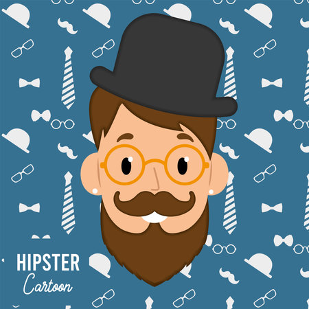 Isolated colored hipster character avatar with glasses Hipster background Vectorのイラスト素材