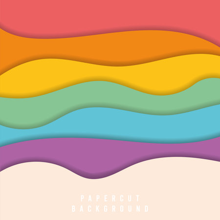 Colored abstract paper art background with waves Vectorのイラスト素材