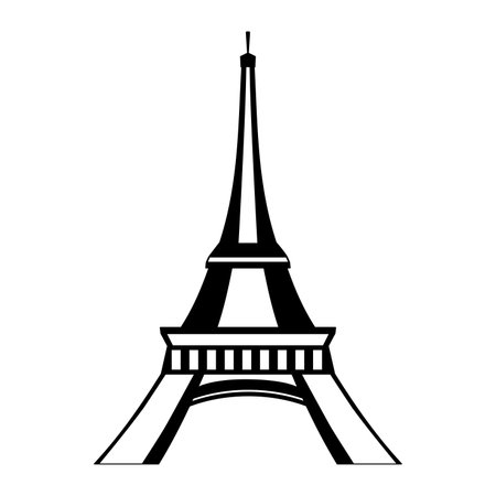 Isolated eiffel tower landmark silhouette Vectorのイラスト素材