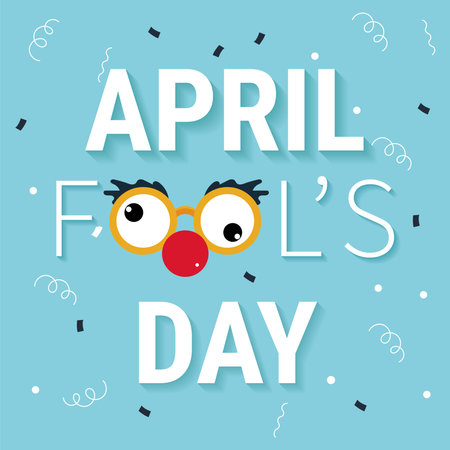 Colored april fool day template with text and eyeglasses toy Vectorのイラスト素材
