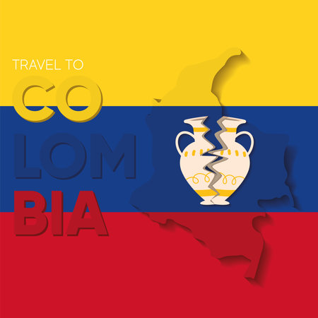 Isolated broken artisan vase Colombia travel poster Vectorのイラスト素材