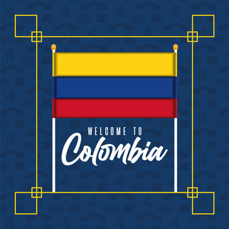Isolated flag of Colombia Welcome to colombia poster template Vectorのイラスト素材