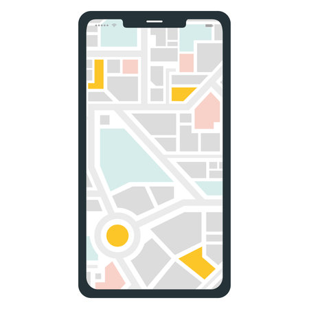 Isolated smartphone with a map app Vectorのイラスト素材